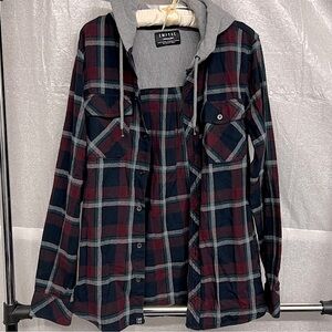 ✵ Empyre Plaid Flannel Button Down Hoodie ✵
